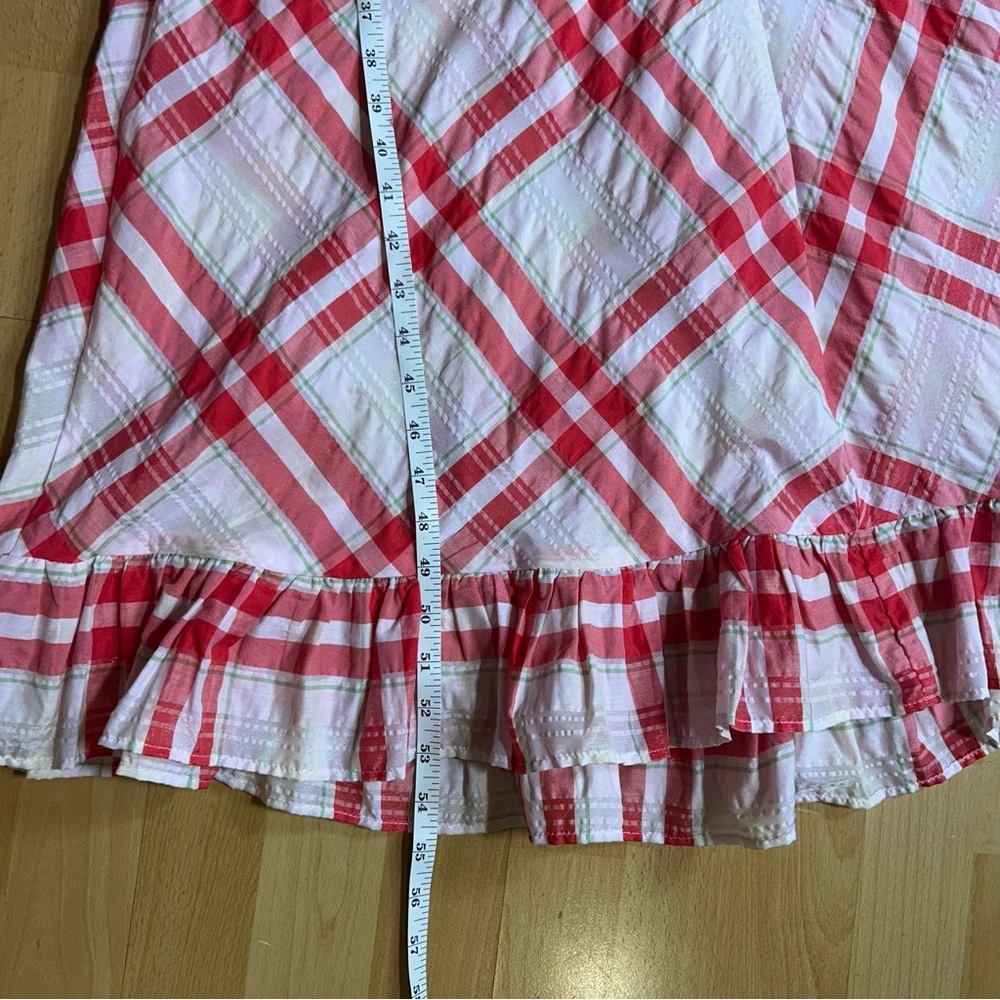 Ganni Red and White Seersucker Checkered Maxi Dress Size 40 - Picture 15 of 15